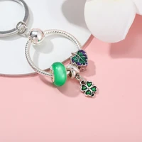 fresh green lucky charm key chain diy silver plated snake bone chain key chain pendant ladies bag clothes pendantcar pendant