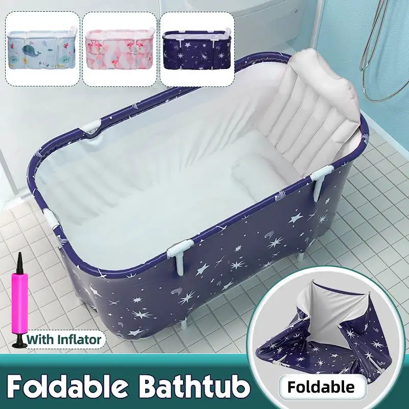 120cm Thicken Bathtub Adult Children Large Bath Tub Barrel Sweat Steaming Portable Home Sauna Insulation Folding Bath Bucket