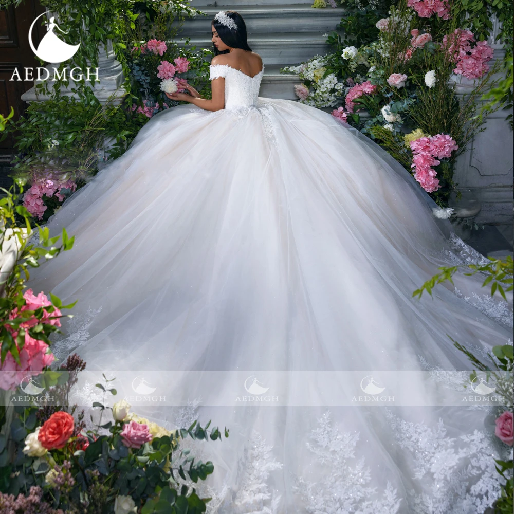 Aedmgh Ball Gown Princess Wedding Dresses Sweetheart Off The Shoulder Vestido De Novia Lace Embroidery Custom Made Bridal