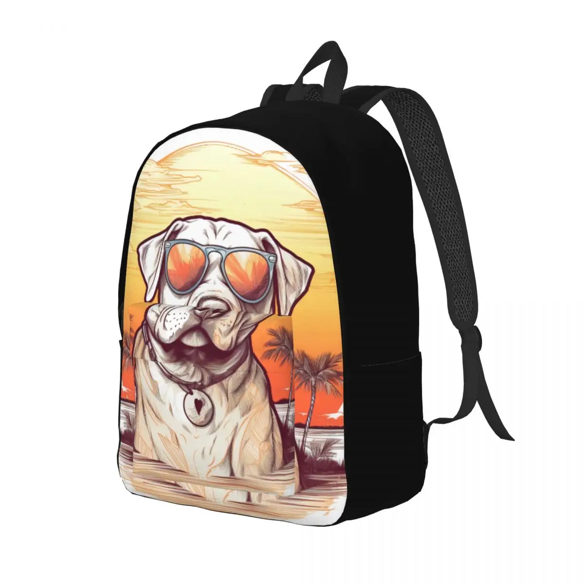 

Dog Canvas Backpacks Retro Cool Animals With Sunglasses Unisex Novelty Backpack Camping Bags