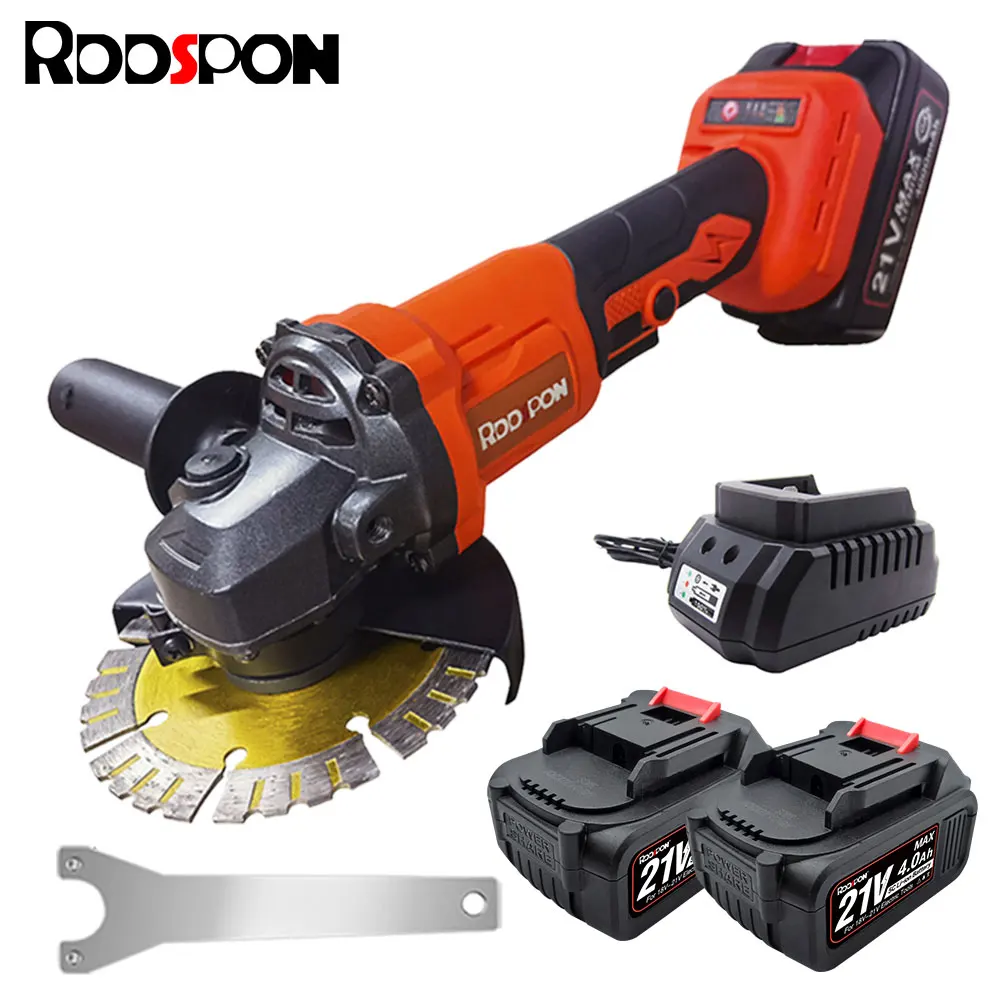 RDDSPON Brushless Electric Angle Grinder 125MM 3 Gears Cordless Cutting Machine Power Tool For Makita 18V Lithium-Ion Battery