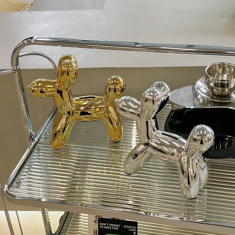 Позолоченная керамическая банка для денег собака-воздушный шар Креативные