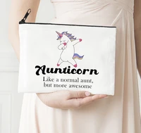 auntie makeup bag flowers horse awesome printed canvas storage bag 2021 funny cosmetic bags for mom gift animal prints zipper