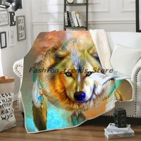 dream catcher bed blanket wolf plaid on the sofa warm blankets for beds animal plaids and covers flannel throwing blanket
