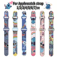 disney stitch apple watch strap for iwatch1234567se watch print silicone watch replacement watchband 38mm 42mm 44mm gifts