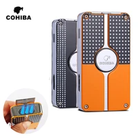 new cohiba triple flame jet cigar lighter windproof jet gas fillable butane gas portable cigar hole mens gadget with gift box