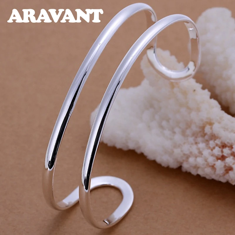 

925 Silver Double Line Open Bracelet&Bangle For Women Fashion Jewelry Gifts