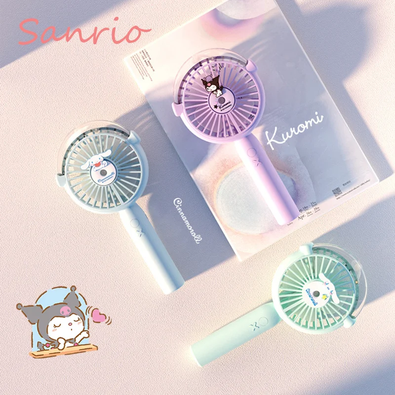 

Мультяшный Sanrioed аниме Cinnamoroll Kuromi маленький вентилятор Ins Девочка Сердце Kawaii Usb портативный вентилятор охлаждения распылителем праздничные подарки