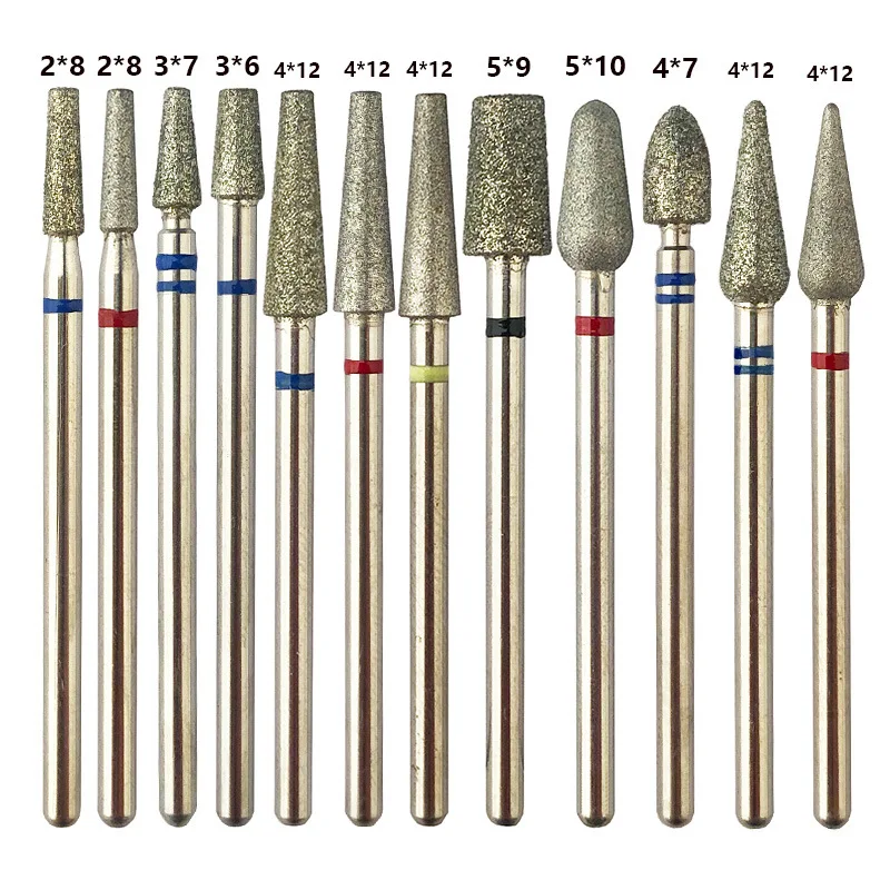 

12 Types Diamond Milling Cutter Nail Drill Bits for Manicure Cuticle Drill Bit Efile Nail Drill Manchine Accessories Nail Tools