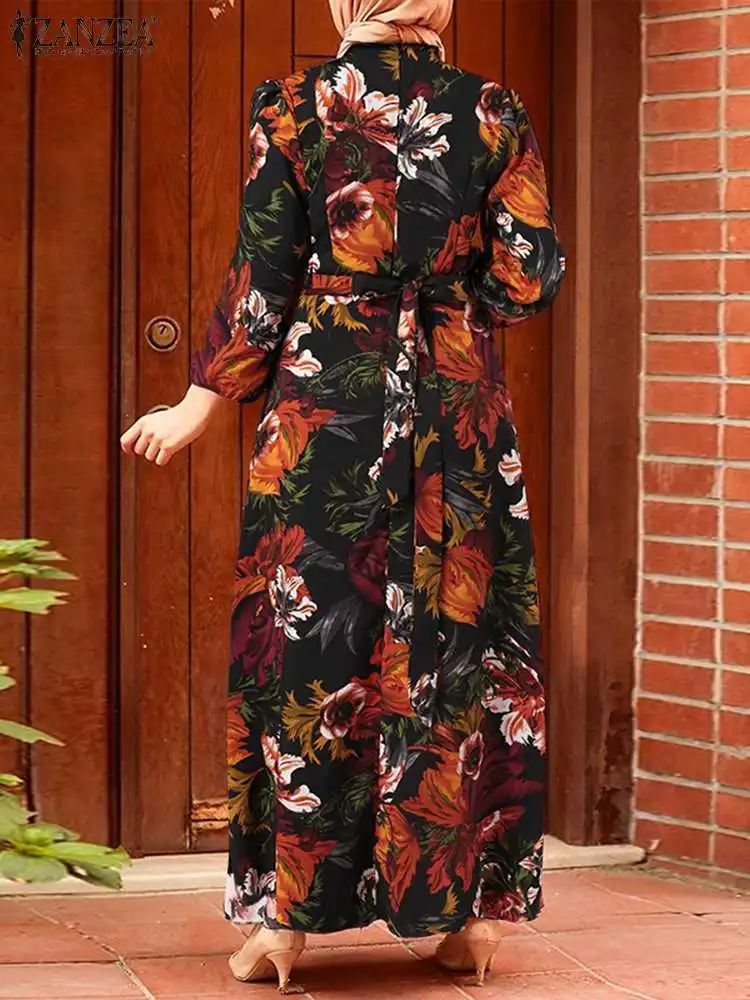 

Kaftan Muslim Dress Women Printed Sundress 2022 ZANZEA Long Sleeve Floral Maxi Vestidos Female Jilbab Abaya Robe Islam Clothing