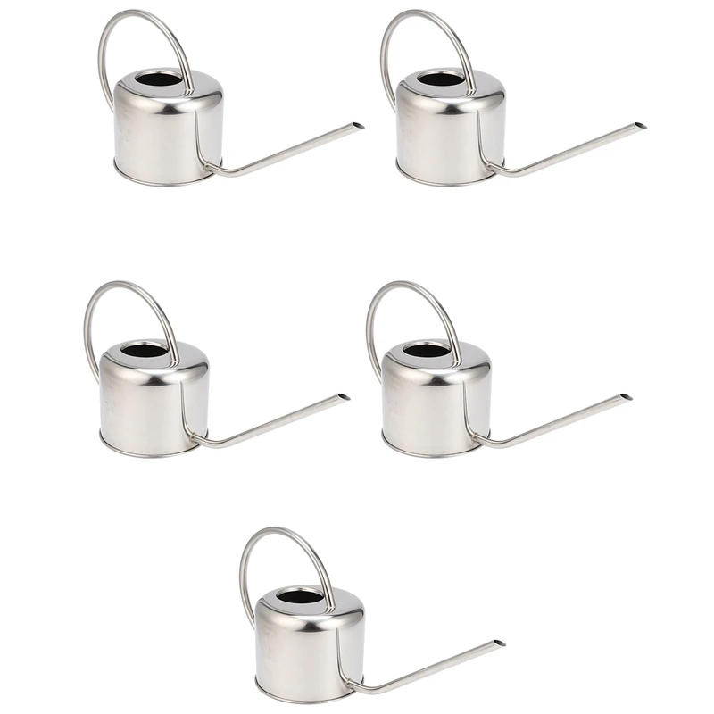 

New 5X European Gardening Watering Can Pot Stainless Steel 900Ml Household Shower Pot Small Watering Flower