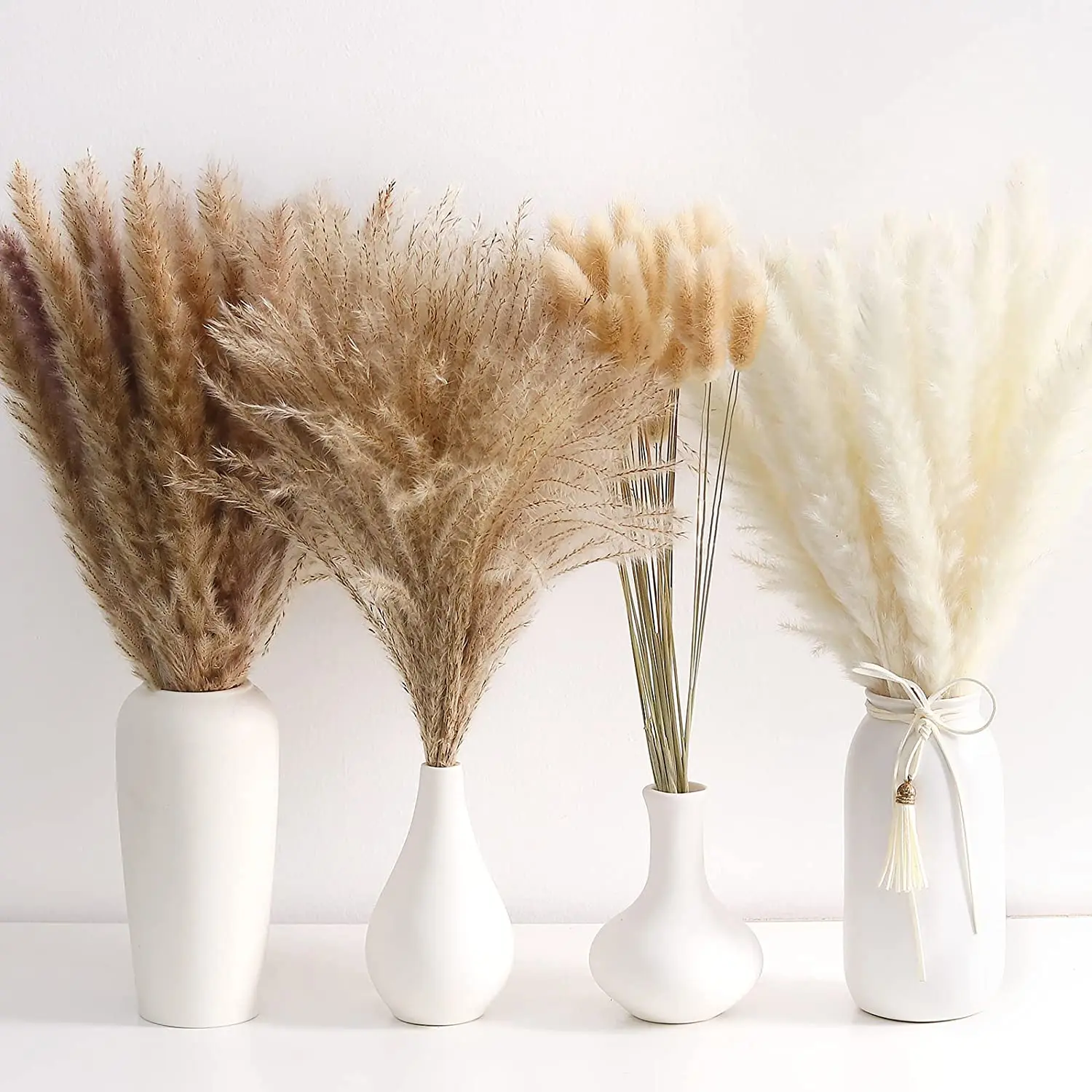 

100 Pieces Pampas Grass Contains Rabbit Tail Dried Flowers, Reed Grass Bouquet Wedding Boho Flowers Home Decor, Dekoration Party