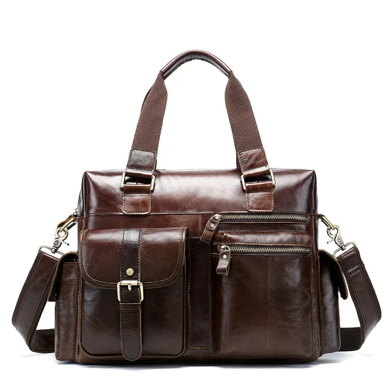 Travelling Laptop Bag Leather Will Capacity Cowhide Single Shoulder Handbag Business Travel Portable Luxury Men Messenger Bags