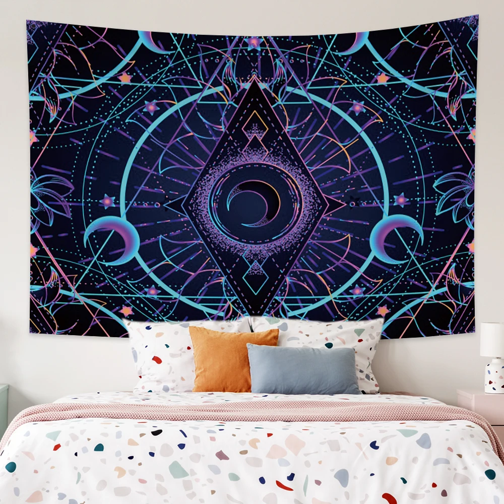 Гобелен с мотивом моли черные гобелены в стиле Триппи Луной настенные мандалой