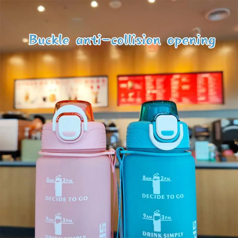 

Water Jug With Time Marker Plastic Cups Bounce Cover Water Bottle With Straw Gradient 2023 Girls Portable Travel Bottle Creative