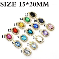 new rhinestones pendant buttons 10pcslot 20mm mix color oval acrylic buttons diy handwork sewing decoration metal accessories