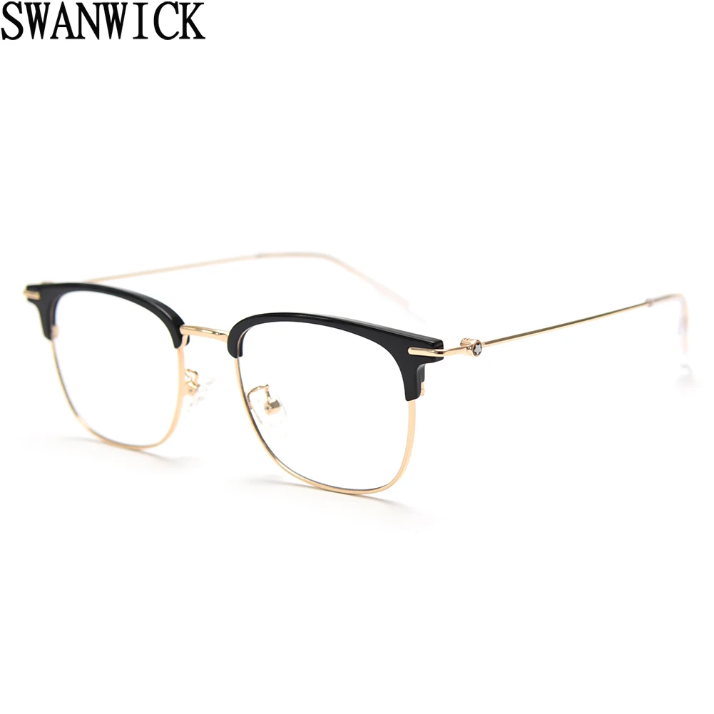 

Мужские и женские полуметаллические очки Swanwick, квадратные очки из TR90 с прозрачными линзами, модные очки для женщин, золотистые и Серебристые украшения, унисекс