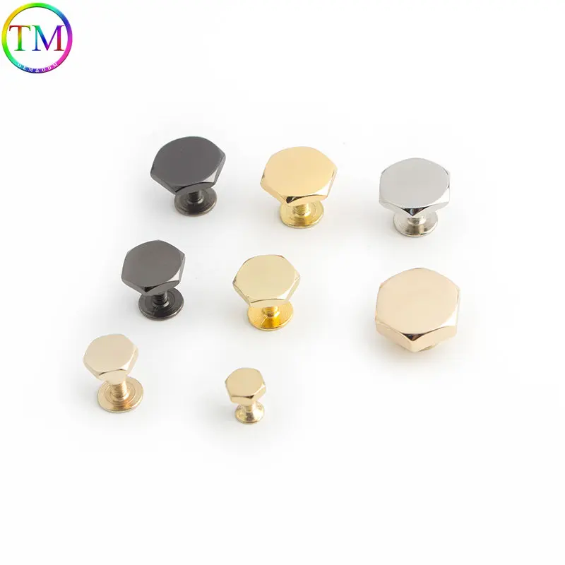 20-100 Pieces Metal Multi-Color Hexagon Single Cap Rivets Studs Conical Rivet Spikes Diy Bags Decor Leather Craft Accessories