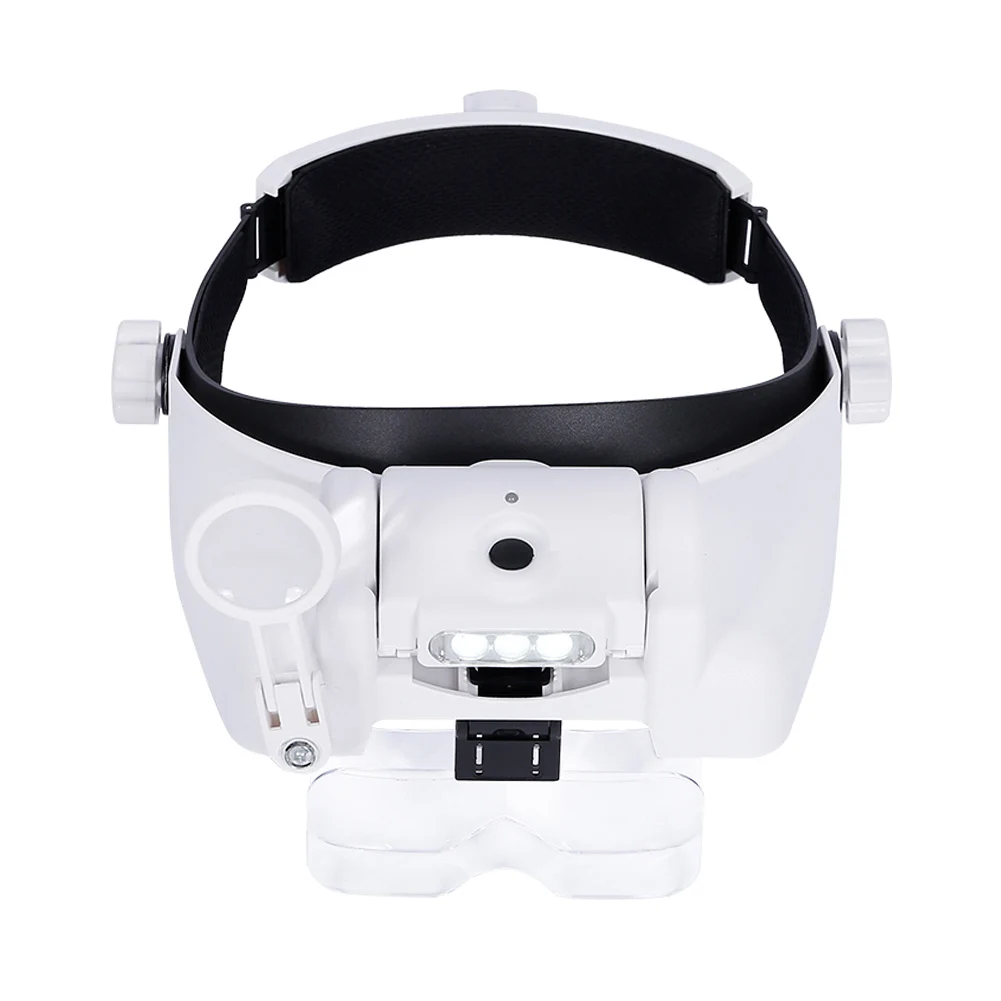 

Head Mount With LED Light Loupe Headband Magnifier Optical Glasses Rechargeable Close Work 1X 1.5X 2X Crafts Handsfree Sewing