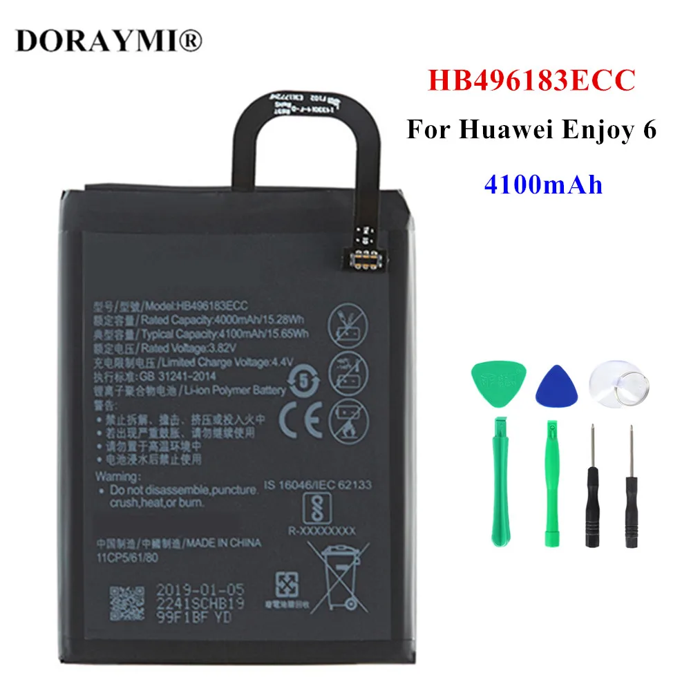 100% Оригинальный HB496183ECC 4100 мАч аккумулятор для Huawei Enjoy, 6 SIM-карт