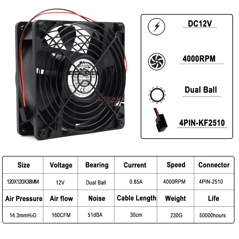 12038 12 В высокоскоростной двойной шарикоподшипник см чехол система охлаждения 4000