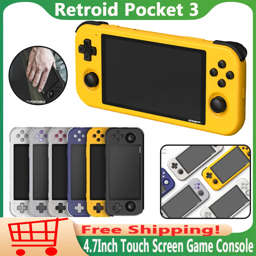 Retroid Pocket 3 Android 11 Handheld Game Console 4.7 inch 4000mAh Touch Screen Video Games Consoles for PS2 Gaming Box Gifts