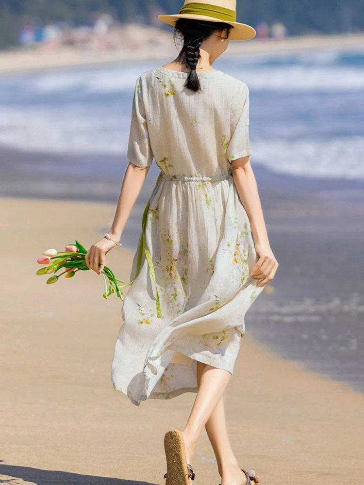 Высокое качество длинное платье с принтом Рами весна-лето 2023 Новое поступление