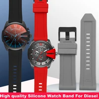 high quality watch strap for diesel dz4318 4476 4496 4427 7395 mens rubber silicone watch strap accessories 24 26 28mm