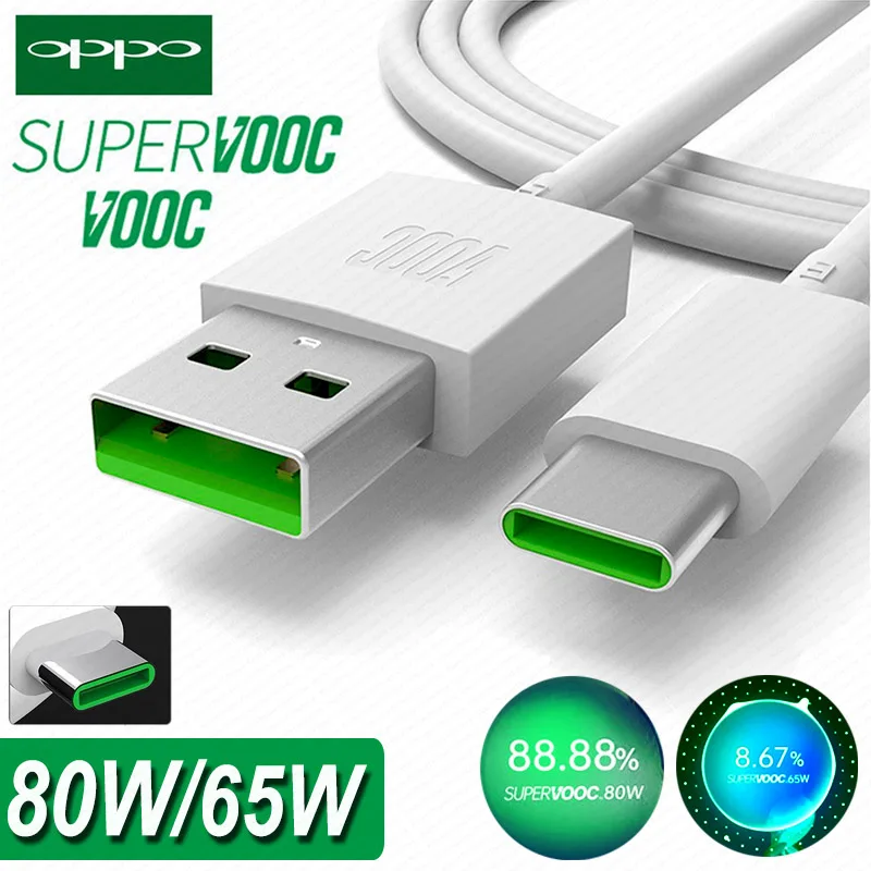 Кабель OPPO Supervooc Vooc 80 Вт 65 USB Тип C быстрое зарядное устройство для Oppo Find X6 X5 X3 Pro N2 N3