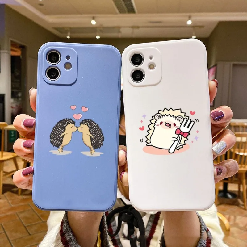 

Cute Animal Phone Case For IPhone 14 11 12 13 Pro Max X XR XSMax 6 6S 7 8 Plus SE 2022 Soft Square Color Phone Cover