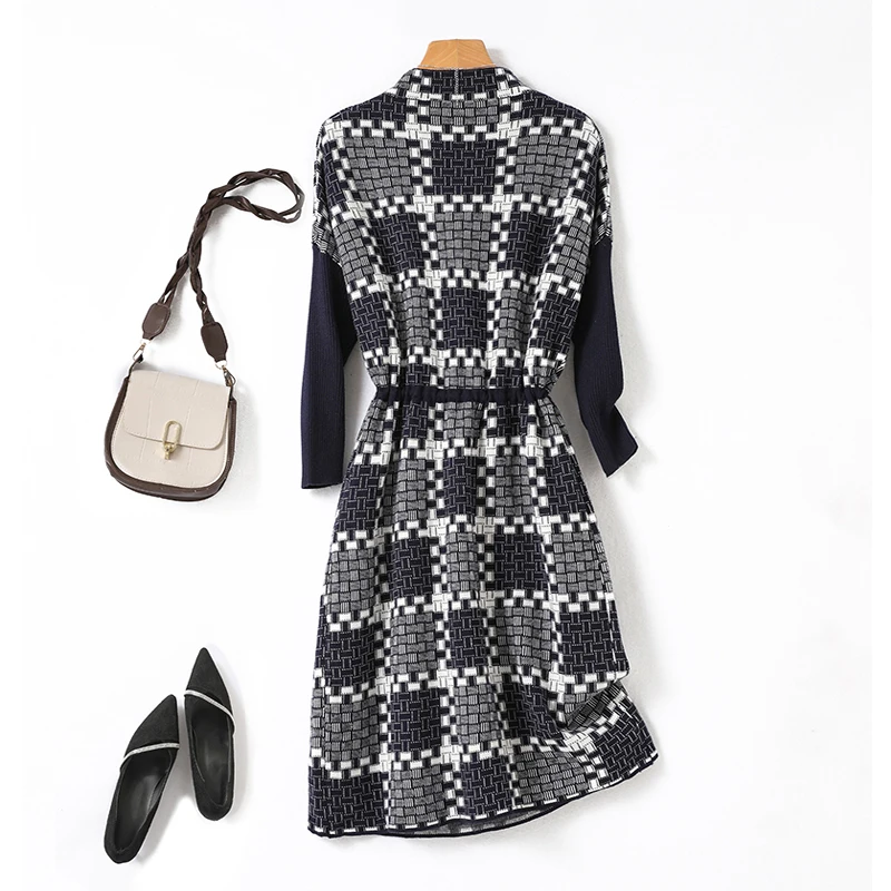 Элегантные платья для женщин осенне-зимнее новое трикотажное платье с длинными