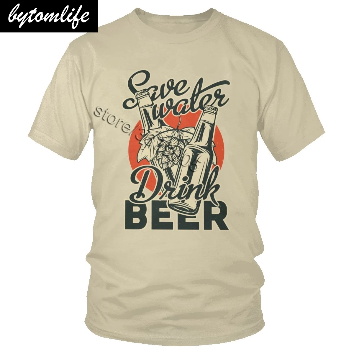 

Classic Retro T Shirt Men Cotton Save Water Drink Beer Tshirt Short Sleeved Distressed Drinking Leisure Tees Summer Clothing