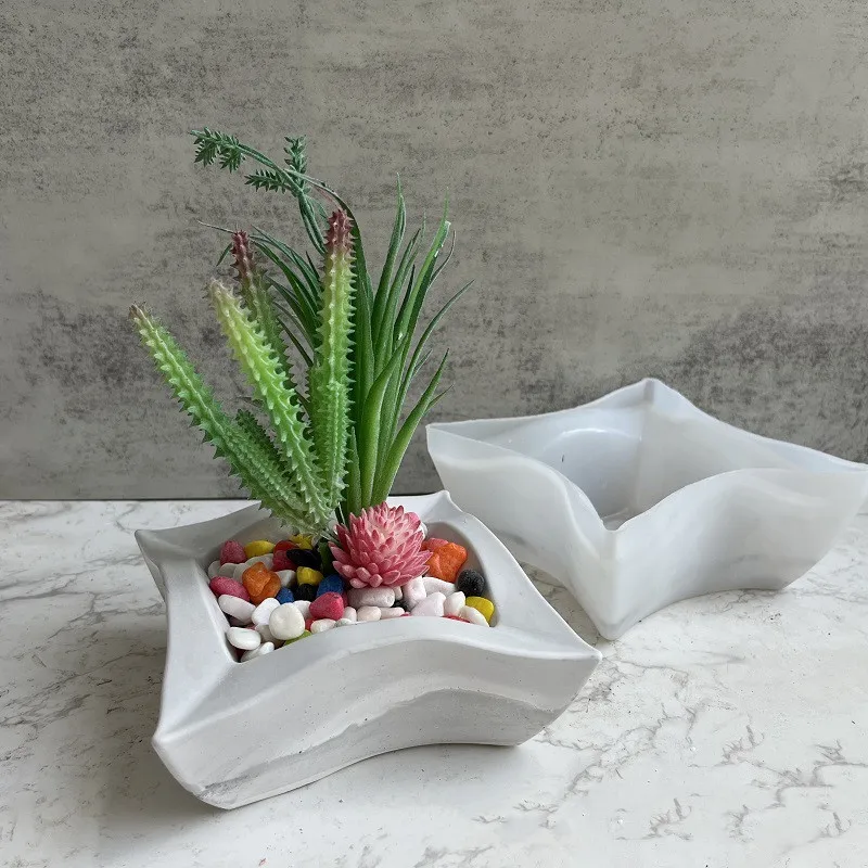 DIY Square Flower Pot Potted Silicone Mold Epoxy Concrete Gypsum Resin Mold Office Home Gardening Succulent Potted Mold