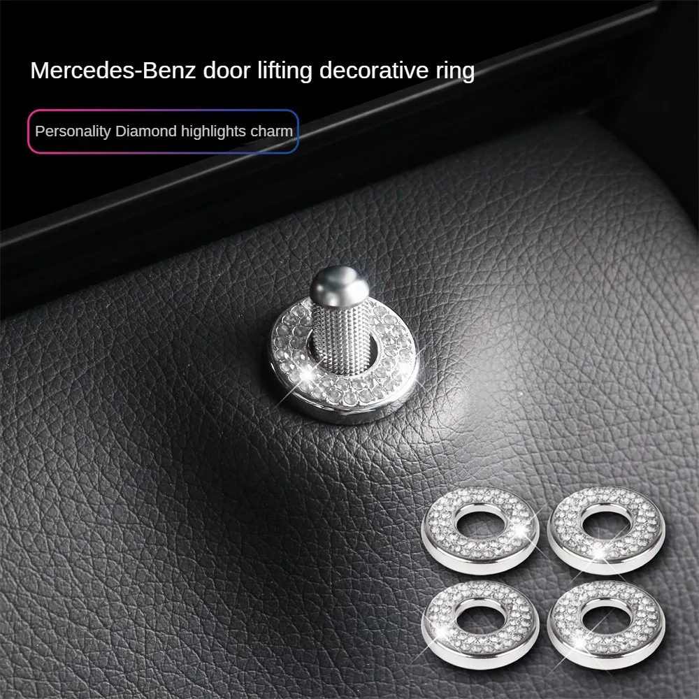 

Door Bolt Decorative Cover Shining Interior Trim Inner Door Lock Pull Cover Circle Stickers For Mercedes-benz Diamond Door Lift