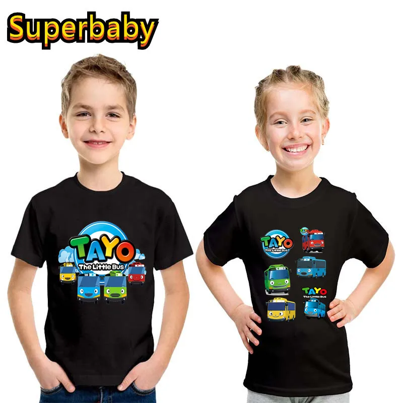 

Лидер продаж, милая детская футболка Tayo с мультяшным рисунком маленького автобуса, забавная Одежда для маленьких мальчиков и девочек, летняя детская хлопковая футболка с коротким рукавом