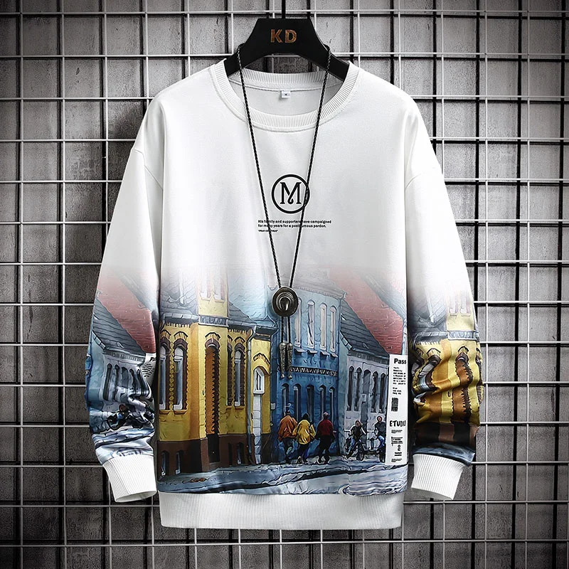 

Autumn Spring 2023 New Casual Hoodies Sweatshirt For Men's Hip Hop Tie-Dye Punk Pullover Streetwear Fashion Printed Top Clothes