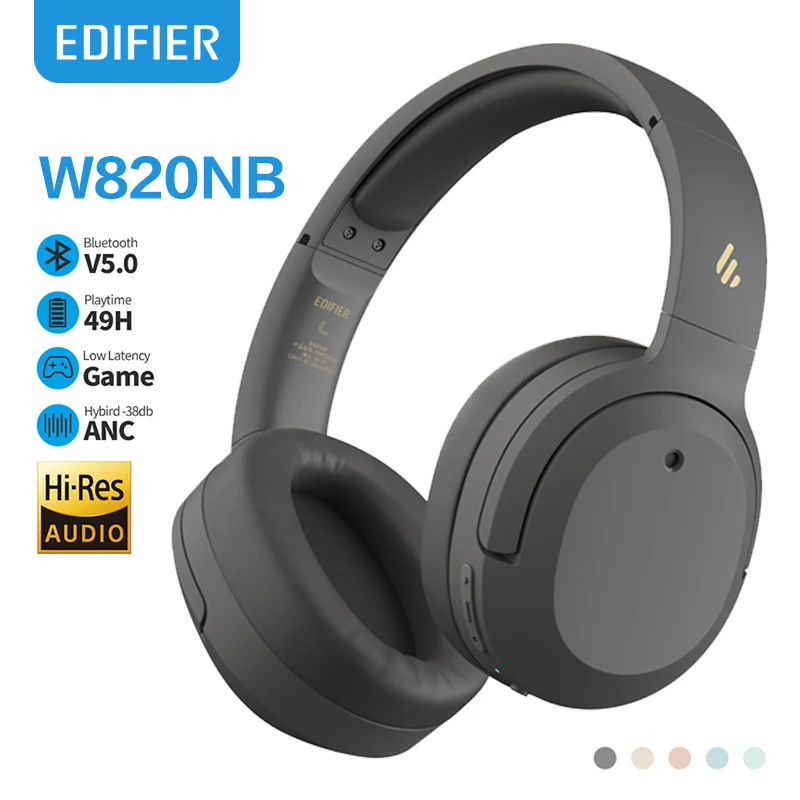 

Edifier W820NB Headphones Wireless Bluetooth 5.0 Earphones Hybrid ANC Earbuds Hi-Res Audio 40mm Driver Fone Headset Gamer Pro