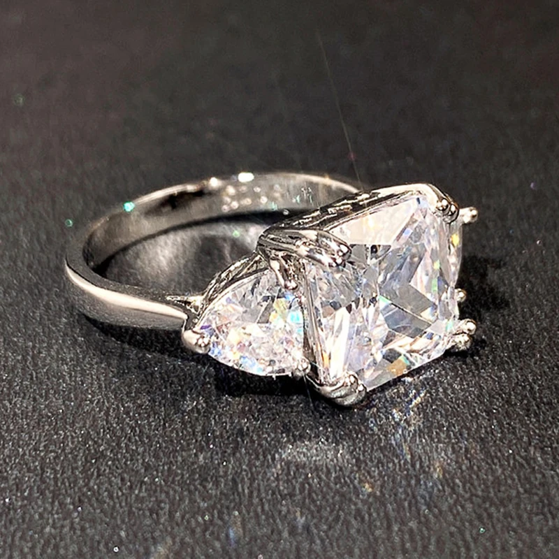 Huitan Простое Элегантное квадратное кольцо с фианитом обручальные кольца женские