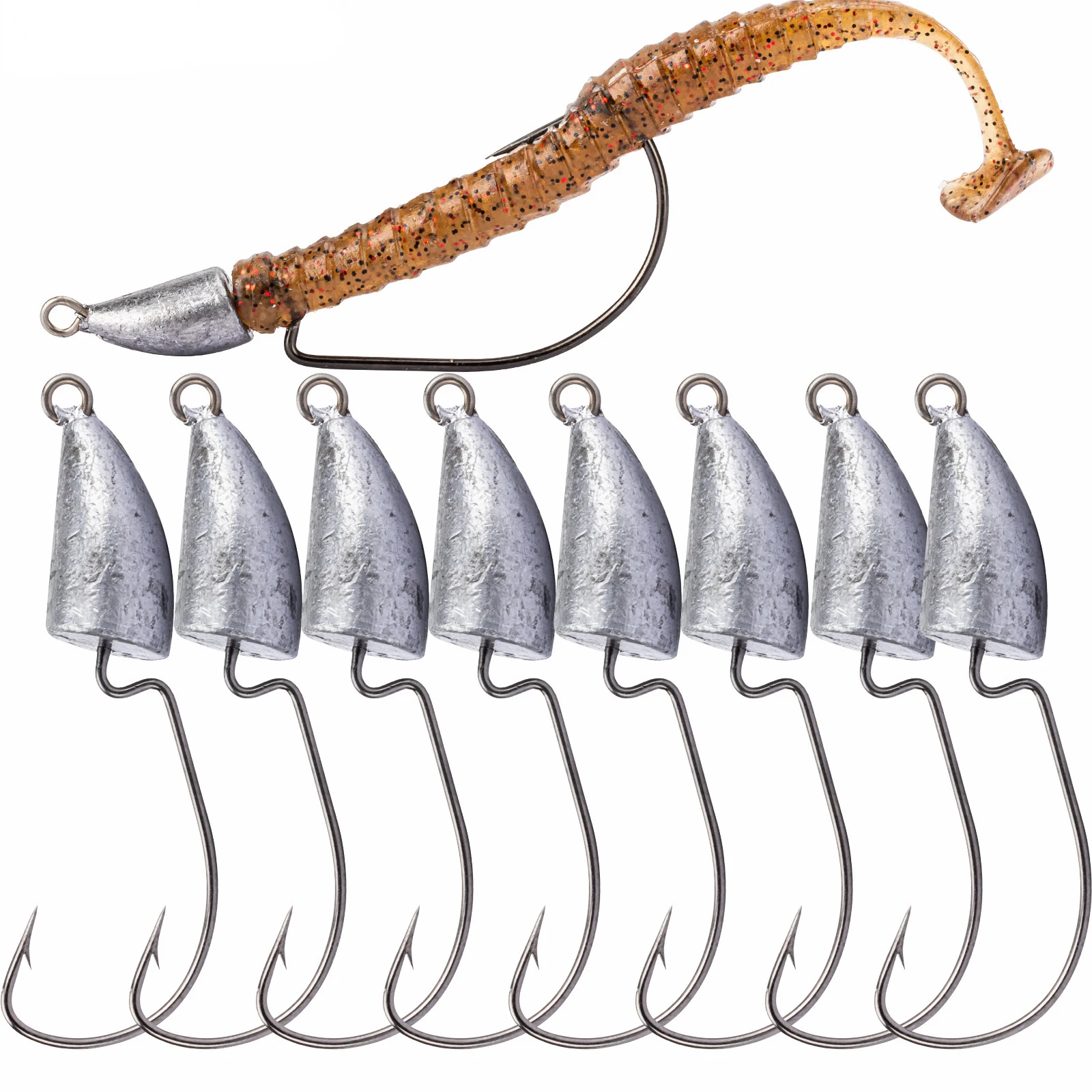 

Fishing Hook 5g 7g 10g 14g Offset Worm Hooks Stainless Steel Bullet Jig Head Fishing Hooks Barbed Weedless