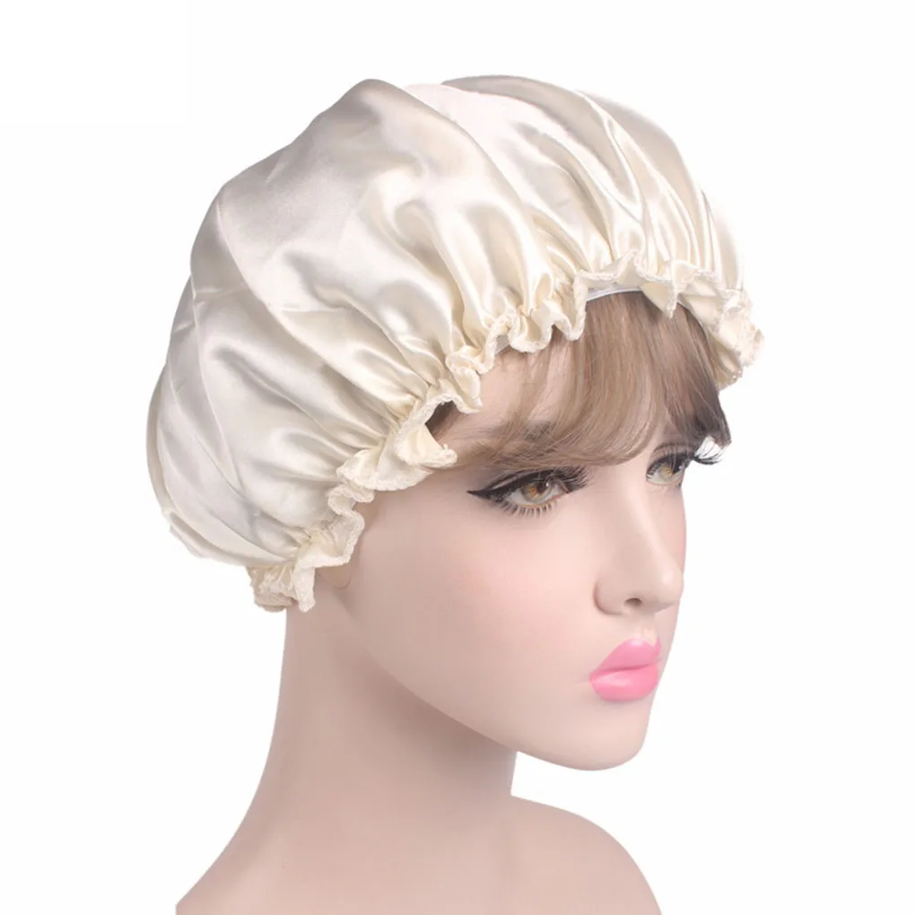 

1pc Adults Satin Solid Sleeping Hat Bonnet De Nuit Night Sleep Cap Hair Care Bonnet Nightcap For Women Men Unisex Cap Supplies