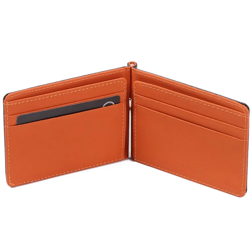 New  PU Leather Men Wallet Sollid Thin Bifold Money Clips Fashion Business Wallet Purse