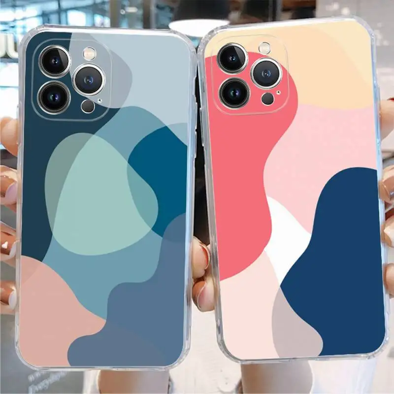 

Art Retro Abstract Geometry Phone Case For iPhone 11 12 13 14 Mini Pro Max XR X XS TPU Clear Case For 8 7 6 Plus SE 2020