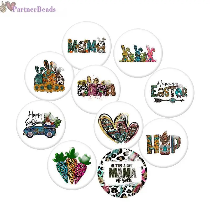

Happy Easter Round Photo Glass Cabochon Demo Flat Back Making Findings 20mm Snap Button S0451