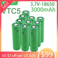 100 original us18650 vtc5 li ion rechargeable 18650 battery for vtc5 30a 3000mah forsony toys tools flashlightfree shipping