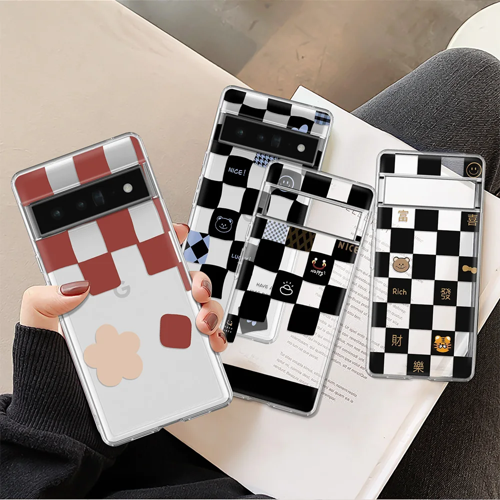 

Lattice Floral Case for Google Pixel 7Pro 7 6a 6 6Pro 5 5a 5G 4XL 4 3XL 3 3a 3aXL 4a Luxury Transparent Soft TPU Cover Capas