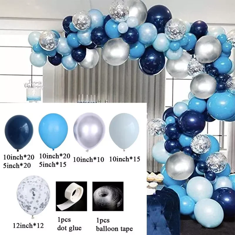 

TO FOUR Navy Blue Balloon Arch Kit Silver Confetti Balloons Baby Shower Decoration Birthday Boy Arche Ballon Anniverssaire