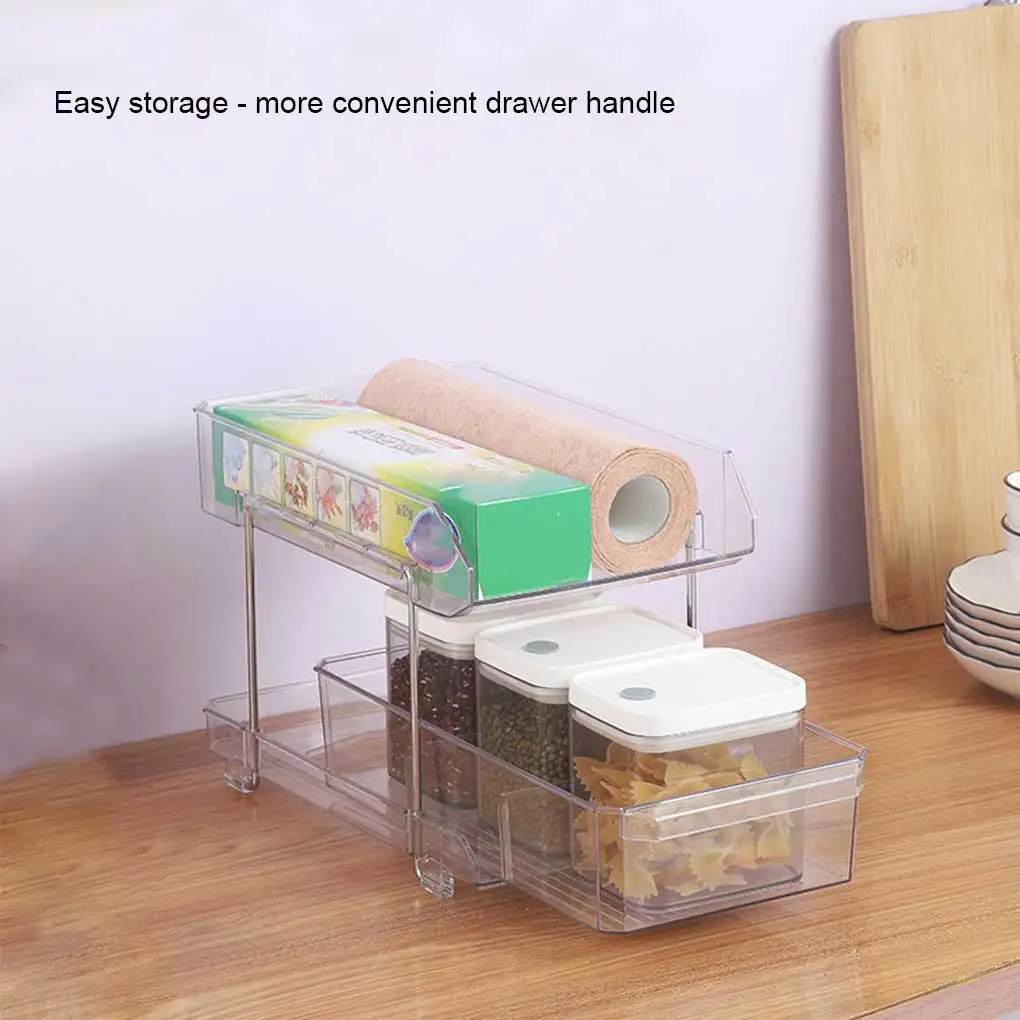 

Acrylic Storage Shelf Portable Dual Layer Replacement Household Spices Cosmetic Toiletries Holder Organizer Type 1