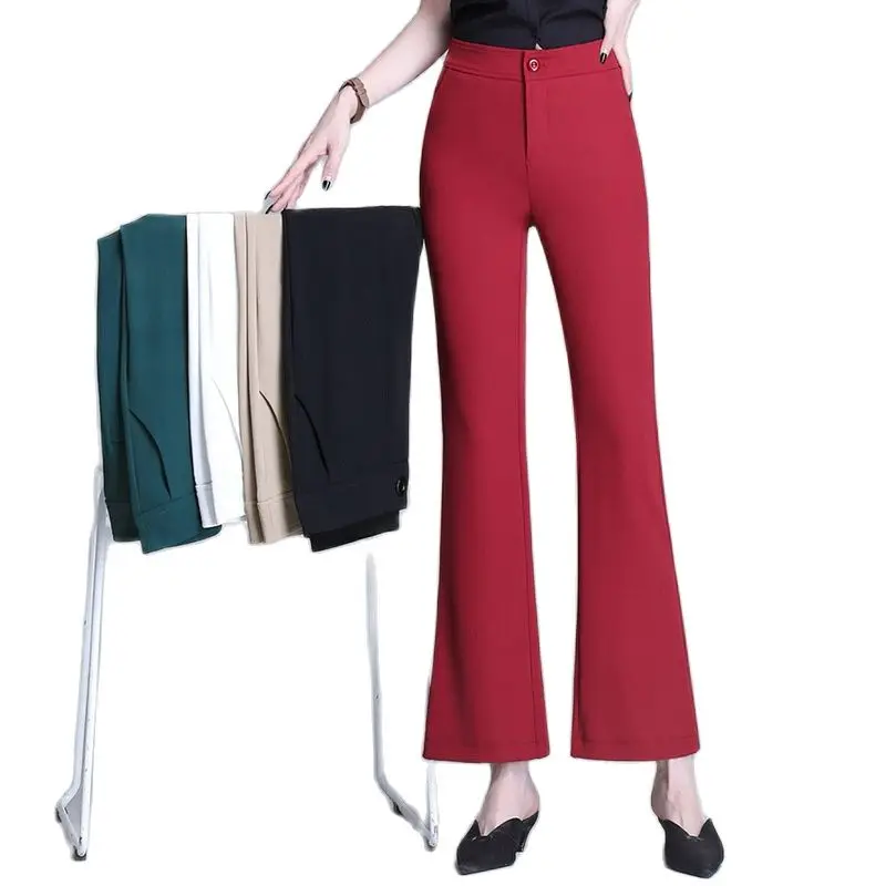 

Women Cropped Flare Pants Pure Color Beautiful Summer Capri Female Bootleg Ankle Length Flared Trousers M Dropshipping