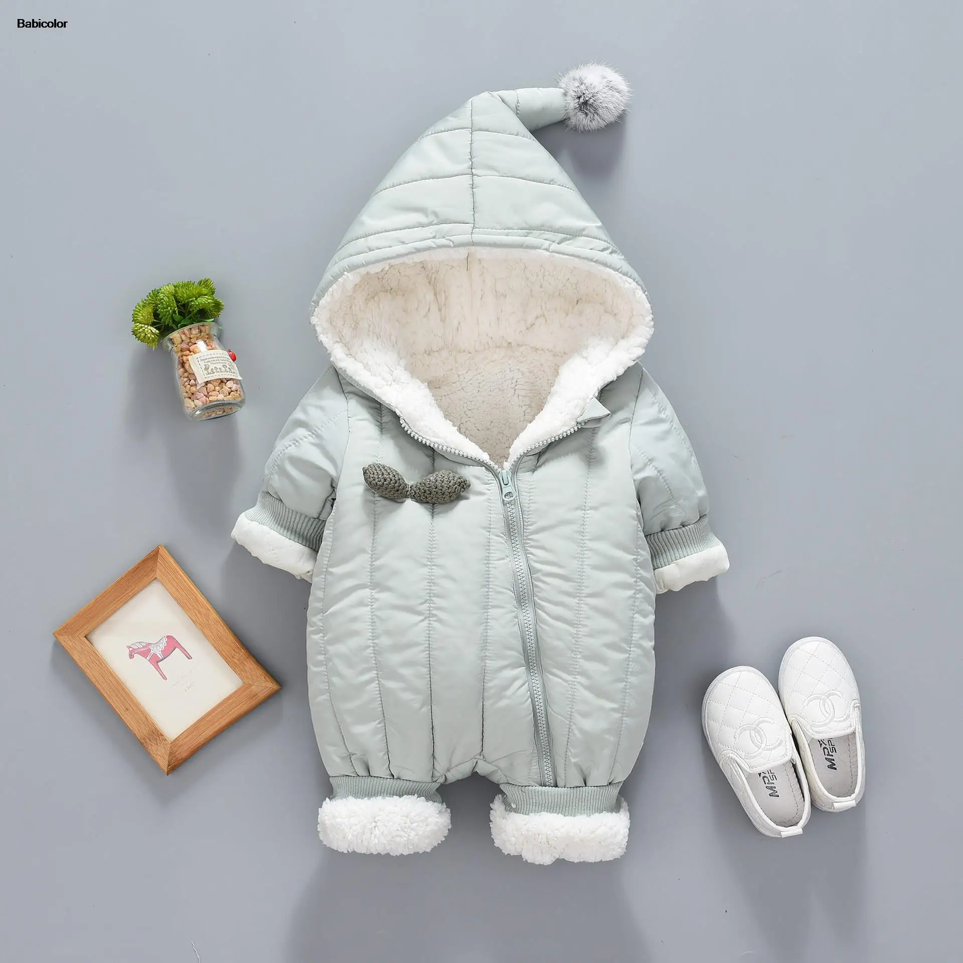 

Baby Boys Cotton One-Piece Newborn Boys Girls Hooded Onesies Fleece Keep Warm Rompers Children Thick Jumpsuits Clothing 0-3Y