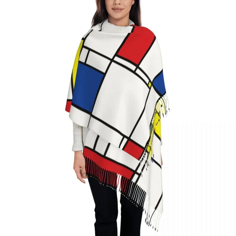 

Mondrian Minimalist Wrap For Ladies Winter Long Soft Scarf Minimalism Geometry Pashmina Shawl Scarves